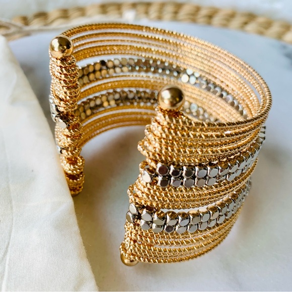 Victoria Emerson Gold Multi Strand Open Cuff Bracelet - Picture 11 of 12